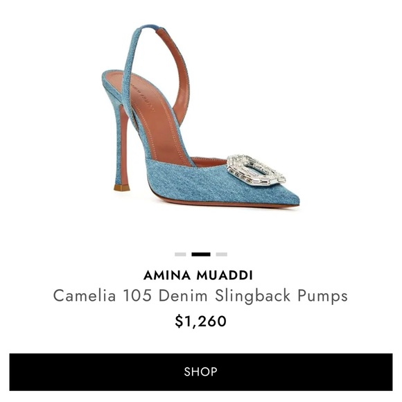 Amina Muaddi Blue Camelia 105 Slingback Pumps - Picture 4 of 12